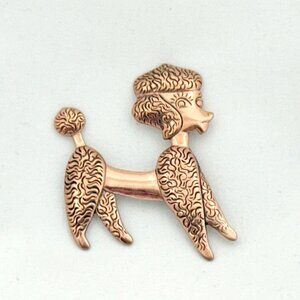 Vintage MCM Copper French Poodle Brooch Textured